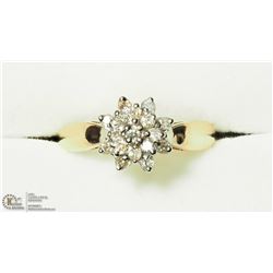 40) 14K GOLD DIAMOND CLUSTER STYLE ESTATE RING