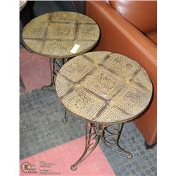 PAIR OF INDOOR OUTDOOR METAL END TABLES