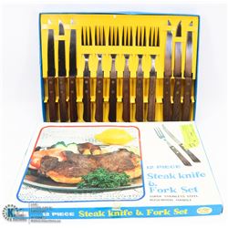 VINTAGE 12 PC STEAK KNIFE & FORK SET