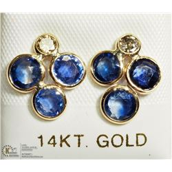 43) 14K GOLD SAPPHIRE DIAMOND EARRINGS