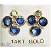 Image 1 : 43) 14K GOLD SAPPHIRE DIAMOND EARRINGS