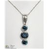 Image 1 : 47) 14K WHITE GOLD BLUE DIAMOND PENDANT NECKLACE