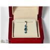 Image 2 : 47) 14K WHITE GOLD BLUE DIAMOND PENDANT NECKLACE