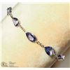 Image 2 : 50) 10K WHITE GOLD 12 TANZANITE BRACELET