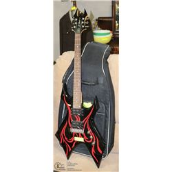 GUITAR ELECTRIC BC RICH KKW BLACK/RED WITH SOFT