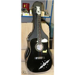 GUITAR ACOUSTIC ROAD HAMMER BLACK WITH HARD CASE