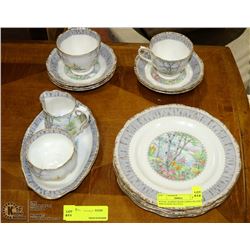 ROYAL ALBERT BONE CHINA SILVER BIRCH DISH SET INCL