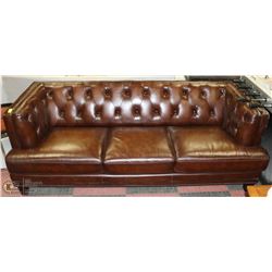 SHOWHOME DELUXE BROWN LEATHERETTE SOFA