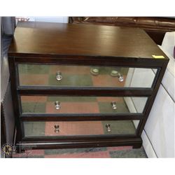 SHOWHOME LARGE 3 DRAWER MIRRORED NIGHT STAND