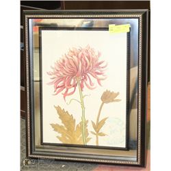 FRAMED MIRRORED FLOWER PICTURE 17"X21"