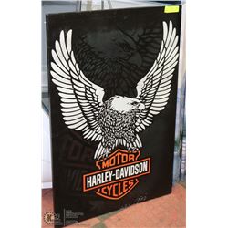 HARLEY DAVIDSON CANVAS 36"X24". SOME WEAR ON
