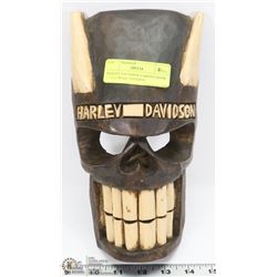 HARLEY DAVIDSON CARVED MASK SKULL WALL HANGING