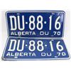 Image 1 : SET OF 2 UNUSED 1970 ALBERTA LICENSE PLATES