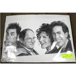ESTATE PENCIL DRAWING OF SEINFELD CAST