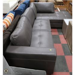 NEW GREY LEATHERETTE CHAISE LOUNGE SECTIONAL