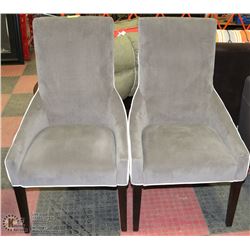 SHOWHOME PAIR OF GREY FABRIC SIDECHAIRS