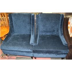 2 PAIR OF SHOWHOME BLUE FABRIC PARLOUR CHAIRS