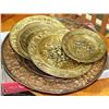 Image 1 : FLAT OF 5 BRASS WALL PLAQUES - 1 LG COPPER