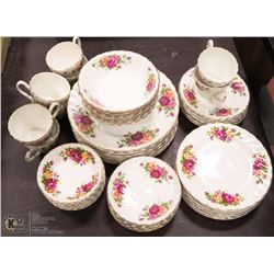 56PC ROSE GARDEN IRONSTONE WARE BY MYOTT DISHSET