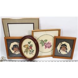 LOT OF 4 PETIT POINT EL FRAMED.