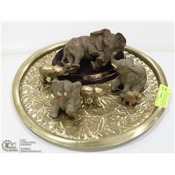 BRASS SERVING TRAY 13" DIAMETER WITH 2 MINIATURE