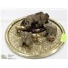 Image 1 : BRASS SERVING TRAY 13" DIAMETER WITH 2 MINIATURE
