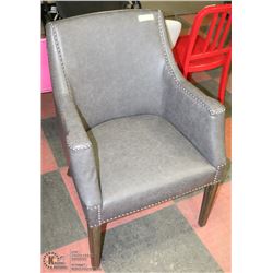 SHOWHOME GREY LEATHERETTE NAILHEAD ACCENT