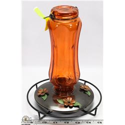 ORIOLE GLASS BIRD FEEDER WITH METAL BOTTOM STAND