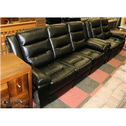 NEW REVOLUTION BLACK LEATHERETTE RECLINING SOFA W/