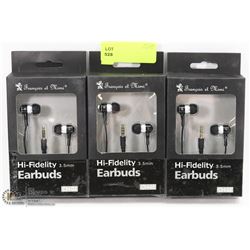 PACK OF 3 HI FIDELITY EAR BUDS