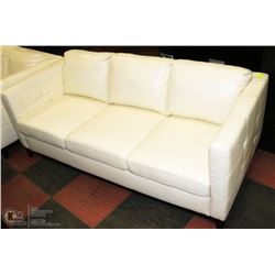 SHOWHOME WHITE LEATHERETTE SOFA AS THEY COME