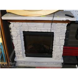 STONE LOOK FIREPLACE MANTLE WITH INSERT(CHIPPED)