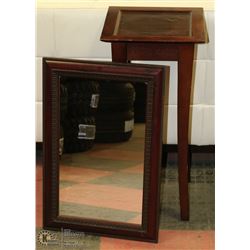 WALL HANGING MIRROR WITH WOOD PLANT HOLDER