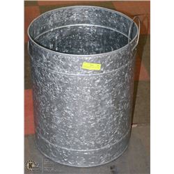 LARGE GALVANIZED 16"X20"H PAIL WITH HANDLES.