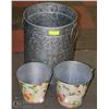 Image 1 : LOT OF 3 GALVANIZED PAILS INCL 14"X18"H AND 2