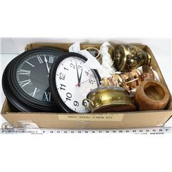 BOX W/2 CLOCKS (WKG), HAND CRAFTED