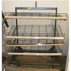 STEEL DISPLAY RACK ON  CASTORS WITH 4 ADJUSTABLE