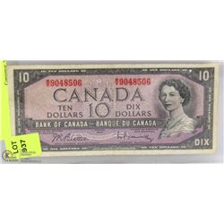 1954 CANADIAN $10.00 BILL