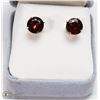 Image 1 : PAIR OF GARNET 14KT STAMPED GOLD EARRINGS.