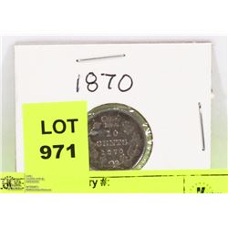 1870 CANADIAN QUEEN VICTORIA DIME.