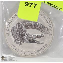 AUSTRALIAN 2014 CROCODILE 1OZ .999 SILVER COIN.