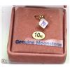 10KT GOLD PENDANT W/ SQUARE CUT GENUINE MOONSTONE