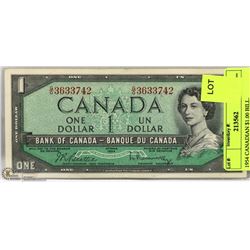 1954 CANADIAN $1.00 BILL.