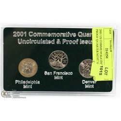 2001 US COMMEMORATIVE UNC PROOF QUARTER MINT SET.