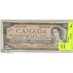 1954 CANADIAN $100.00 BILL.