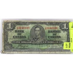 1937 CANADIAN $1.00 BILL.