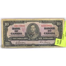 ON CHOICE: 1937 CANADIAN $10.00 BILL.