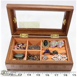 ESTATE JEWELRY BOX WITH CONTENTS.