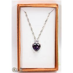 LADIES PURPLE HEART AUSTRIAN CRYSTAL NECKLACE