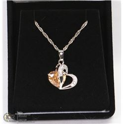 LADIES DOUBLE HEART AUSTRIAN CRYSTAL NECKLACE